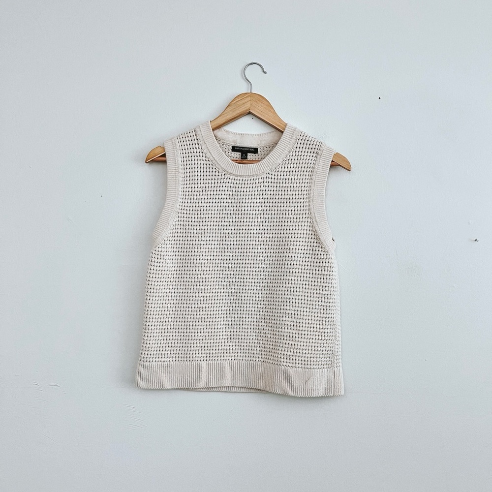 Banana Republic Ivory Mesh Tank Top
